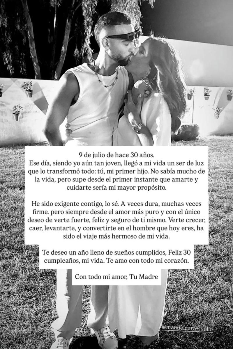 La felicitación de Raquel Bollo a su hijo Manuel