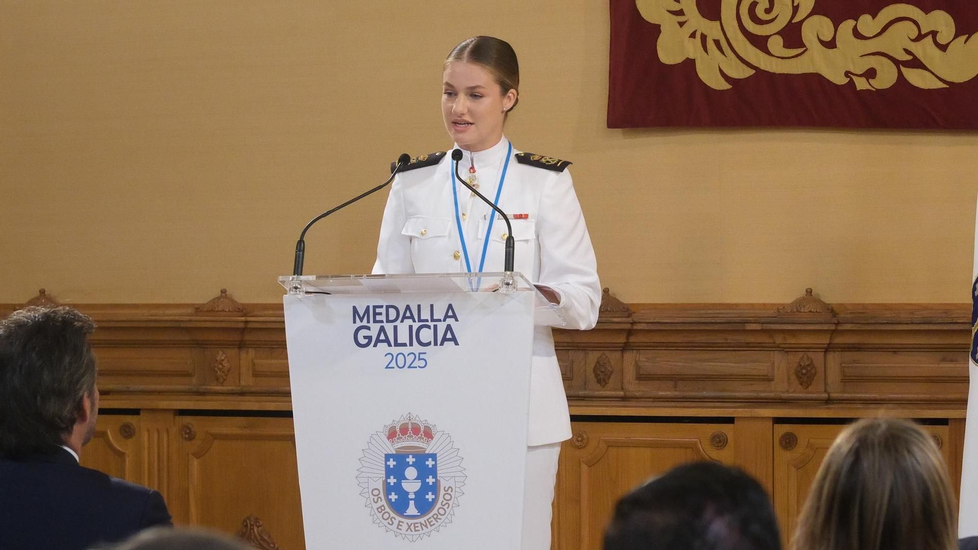 La princesa Leonor tras recibir la Medalla de Oro de Galicia