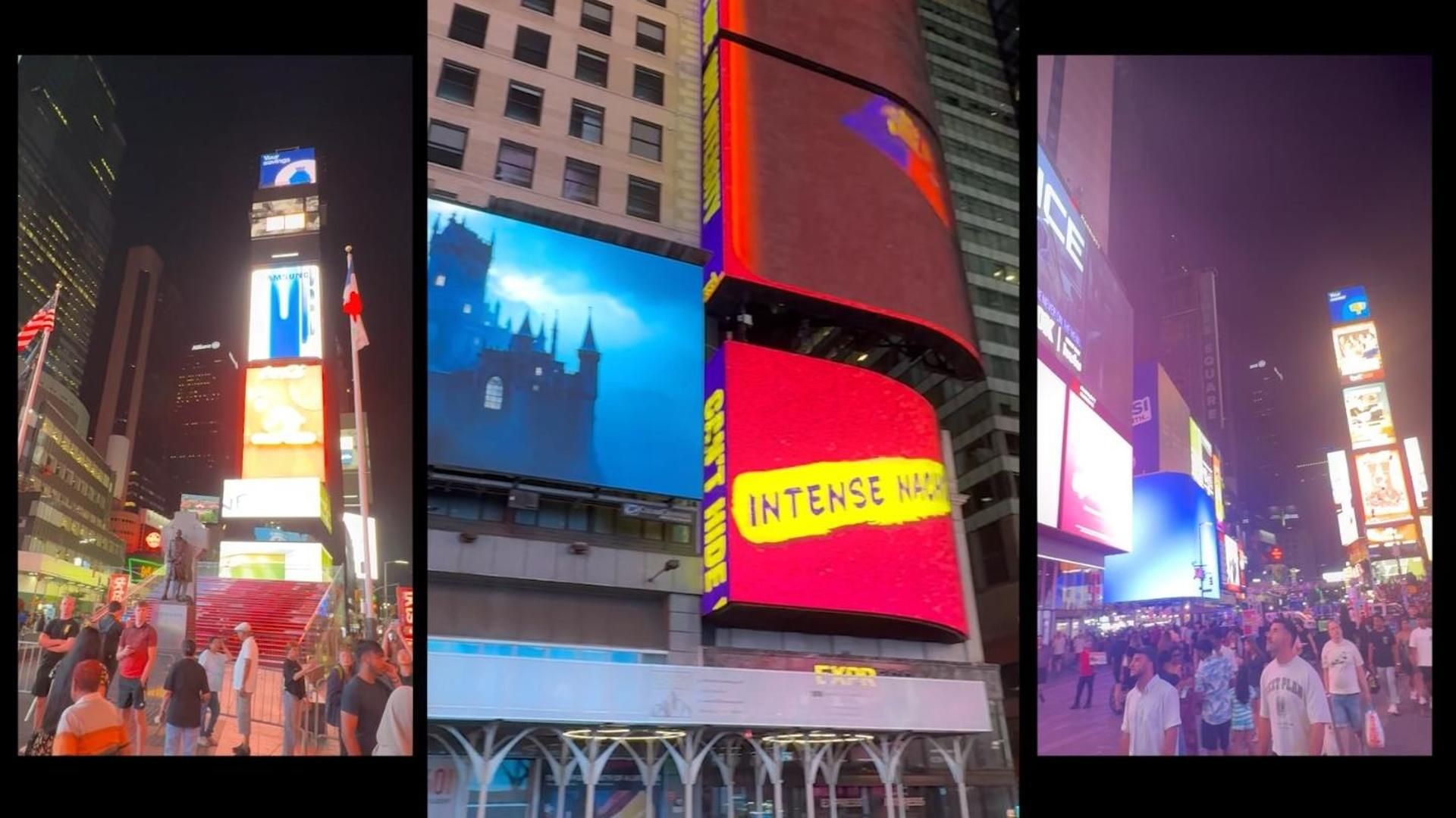 Times Square, intantes previos a la aparición de Laura Escanes y Xuso Jones