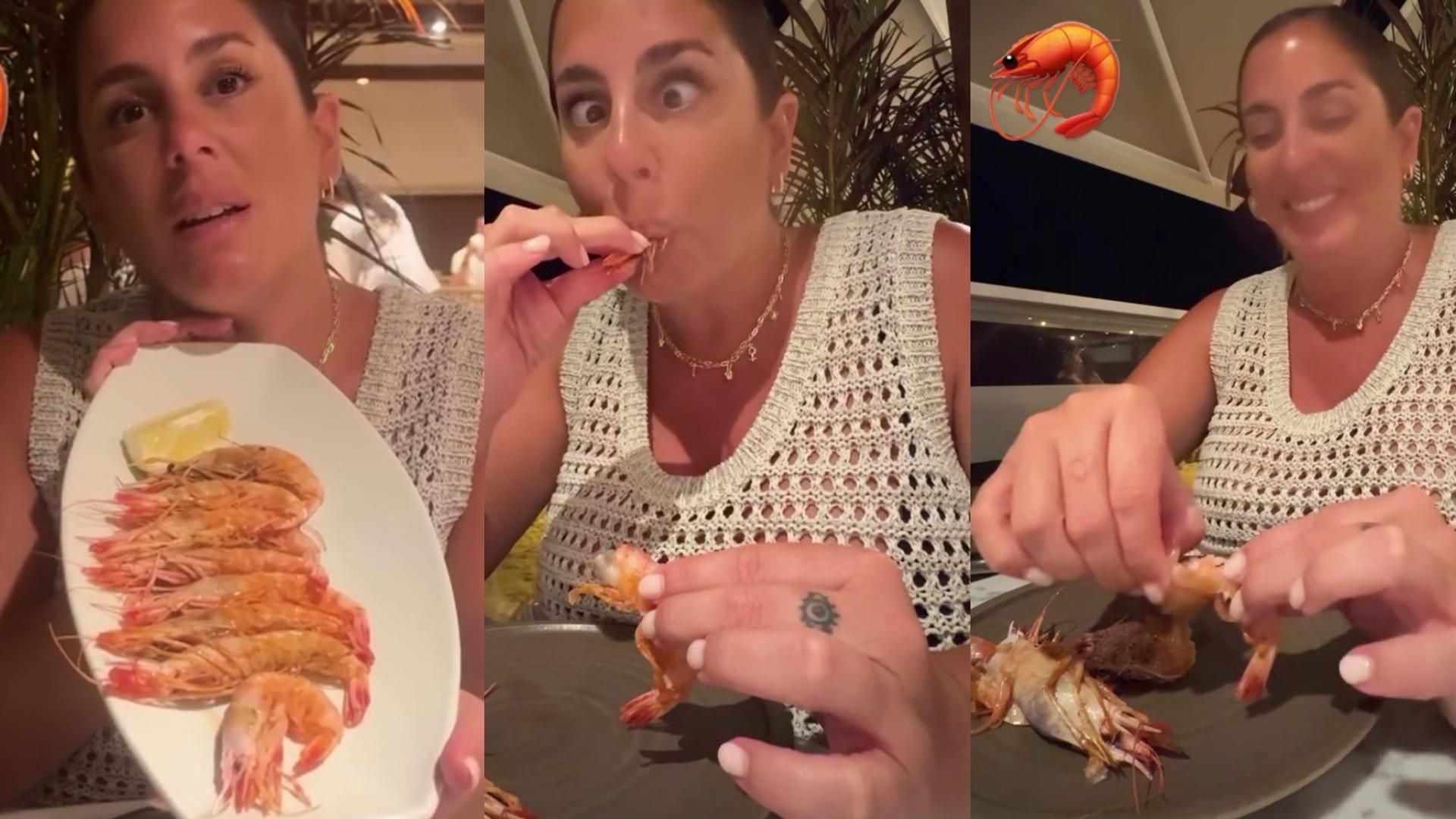Anabel Pantoja cena gamba roja de Palamós por su cumpleaños