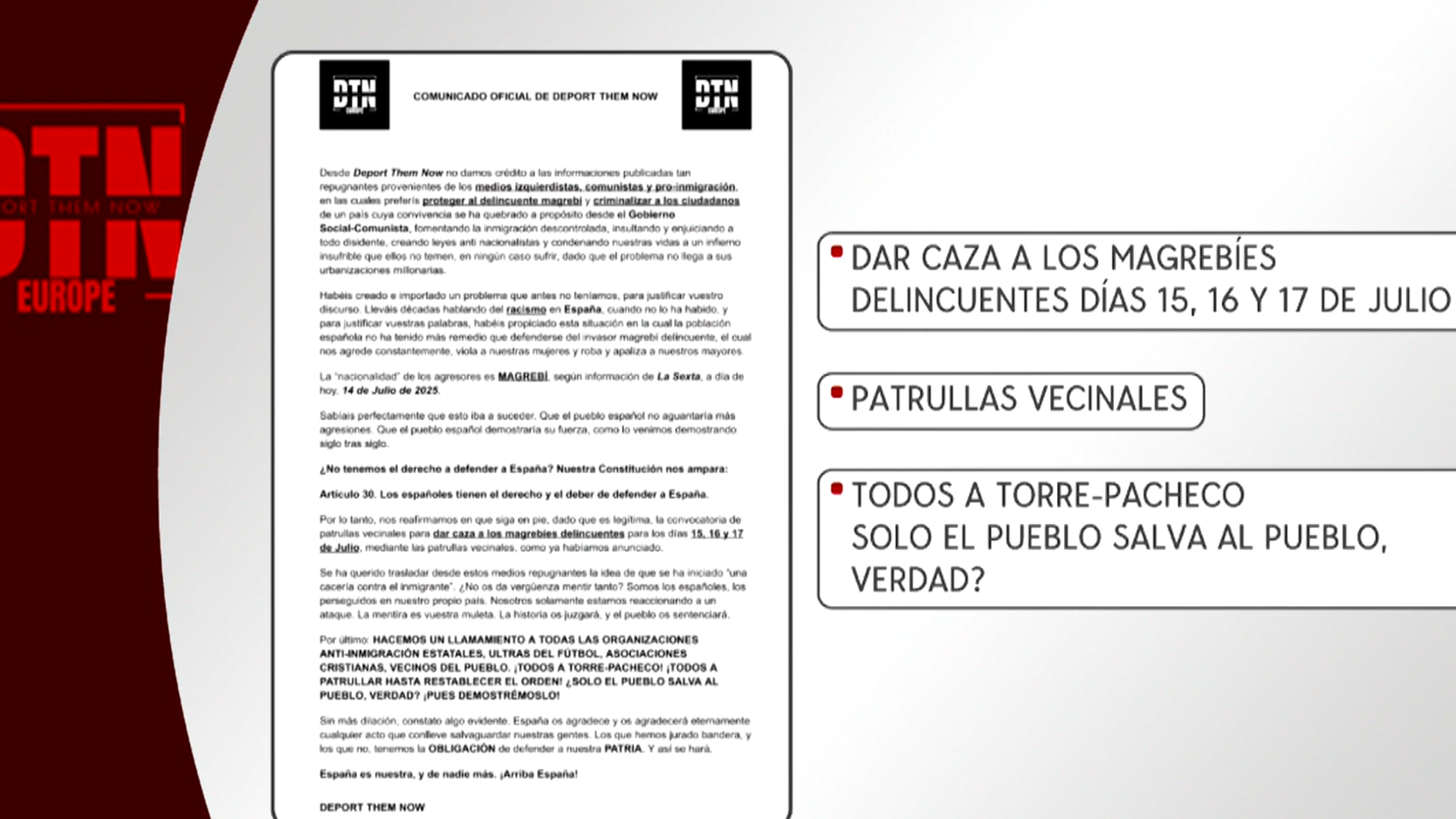 Detienen el líder del grupo ultra DTM por incitar a las cacerías de migrantes: así actúan en internet
