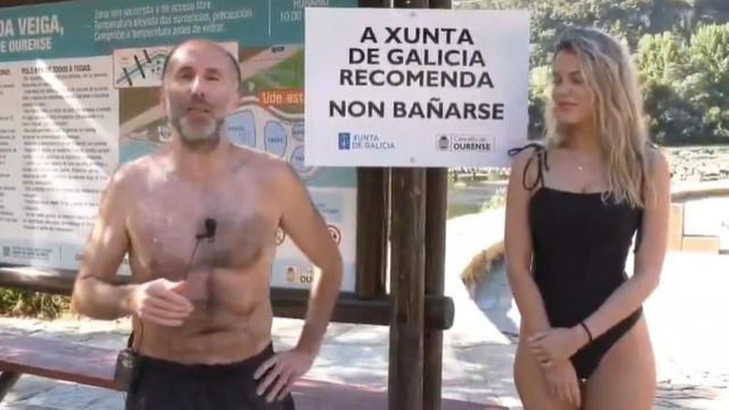 El vídeo del alcalde de Ourense para demostrar que las Termas do Muiño no son peligrosas: sin camiseta y bañándose con una concejala