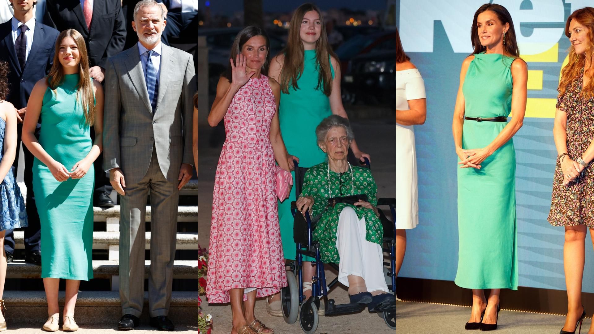 La infanta Sofia con el vestido de Zara y la reina Letizia, en un montaje de fotos
