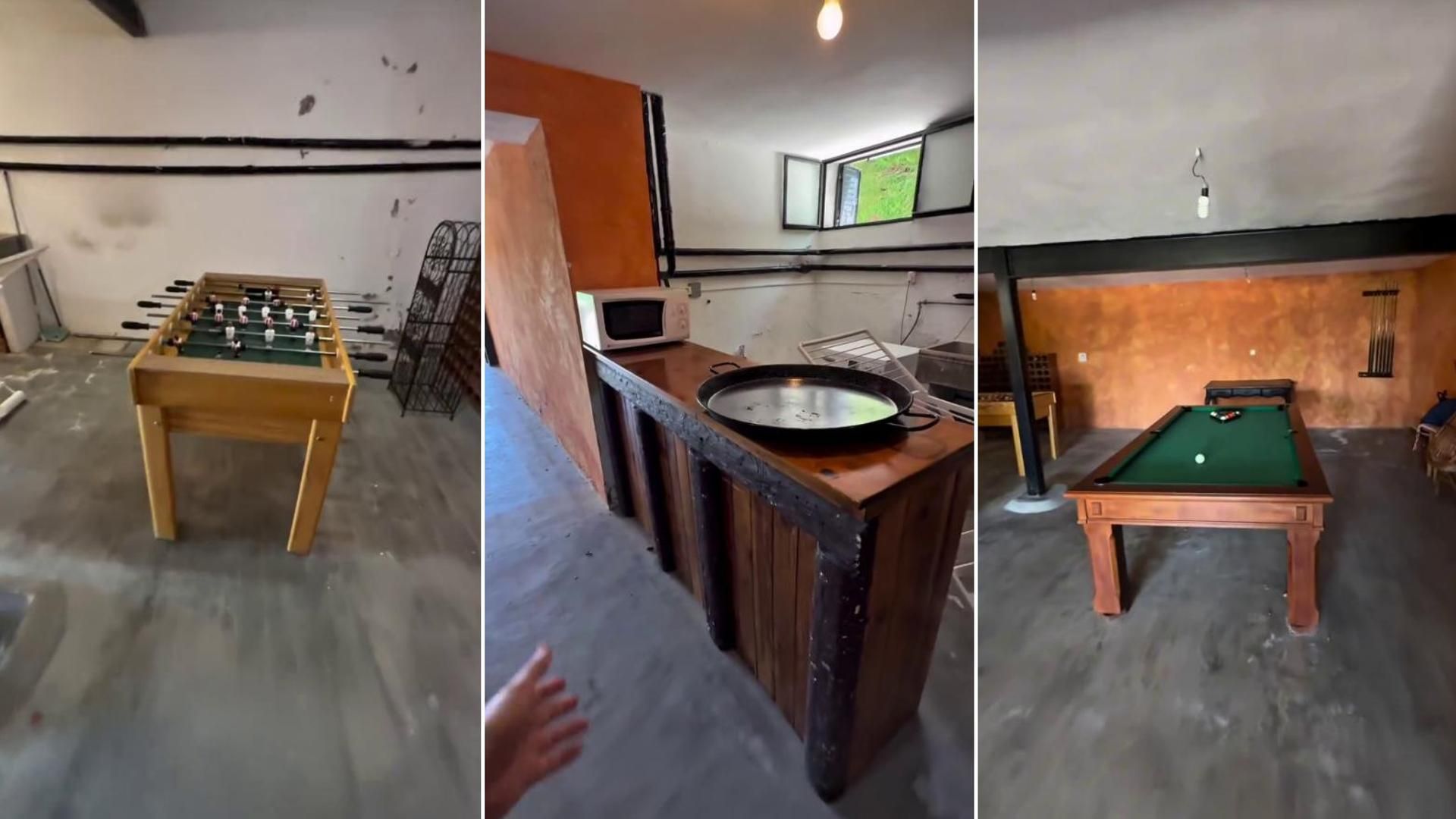 Las distintas opciones que ofrece el garaje de Pablo Pisa: de cocina a zona de recreativos