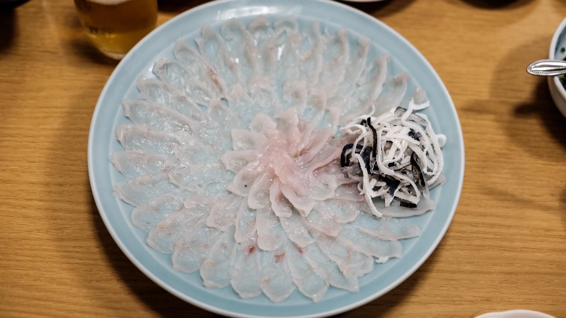 Sashimi de pez globo