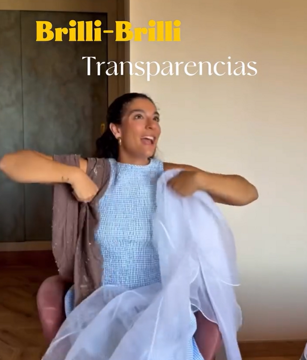 Alma Bollo apuesta por vestidos con lentejuelas, brillos y transparencias como su segunda clave infalible