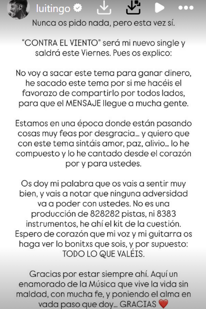 El importante comunicado de Luitingo en sus redes