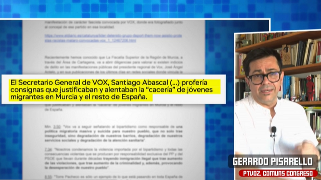 El portavoz de los Comuns del Congreso tras la denuncia a Abascal: "Lo que están haciendo contra los migrantes de Torre Pacheco es intolerable"