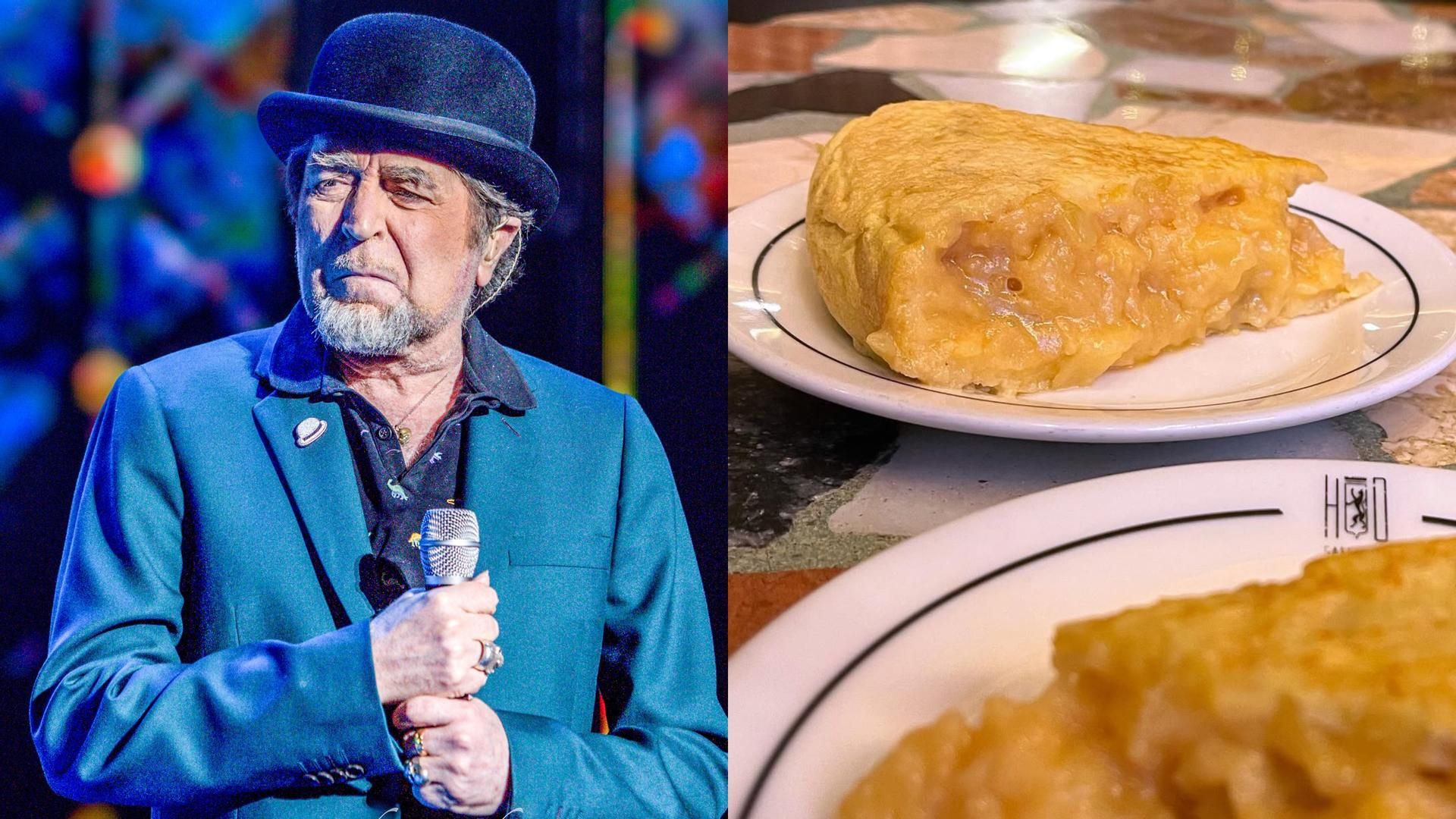 Joaquín Sabina y tortilla de patata, en un montaje de fotos