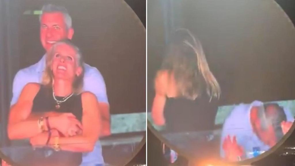 Un momento de la Kisscam durante el concierto de Coldplay