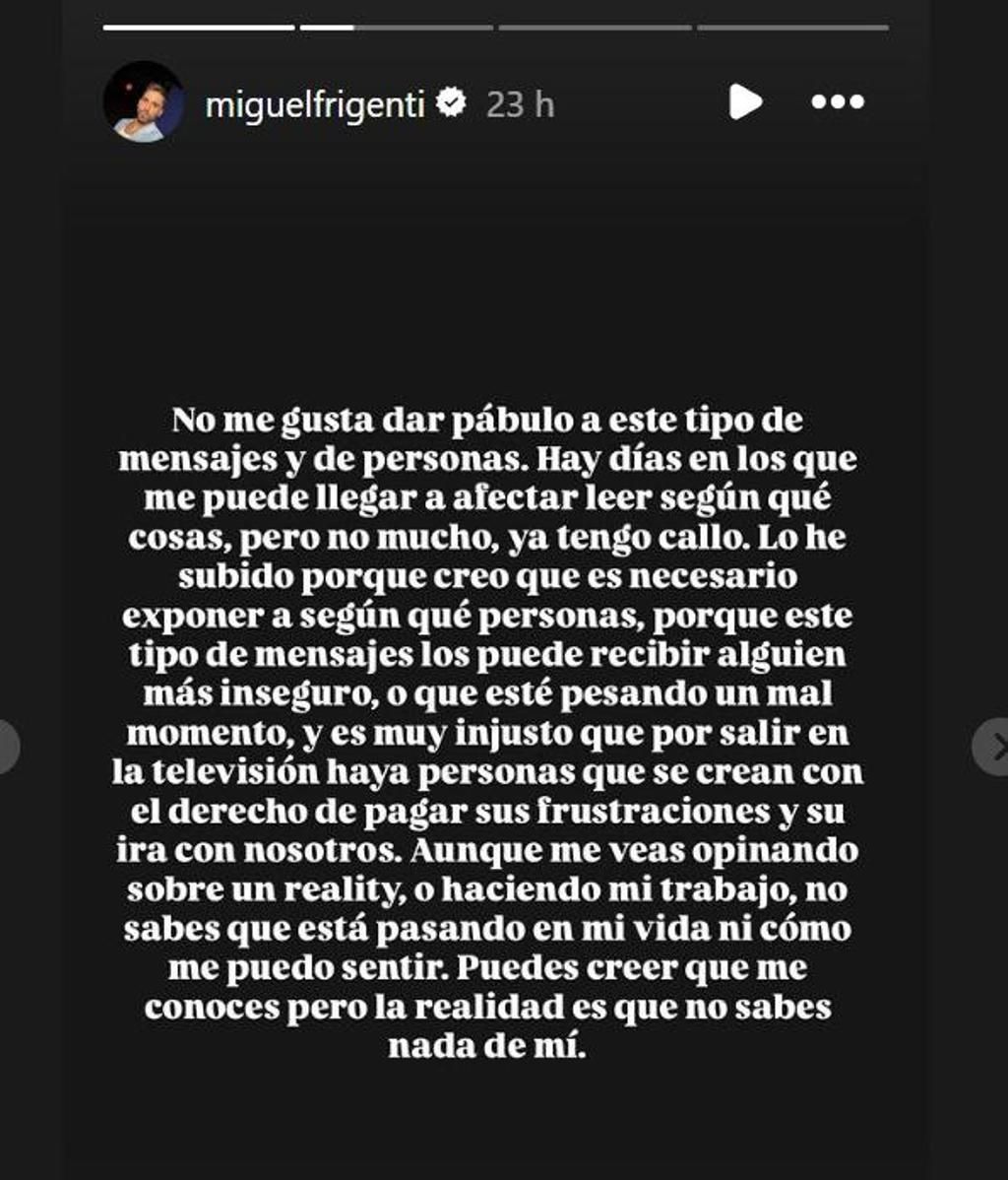 Mensaje Miguel Frigenti