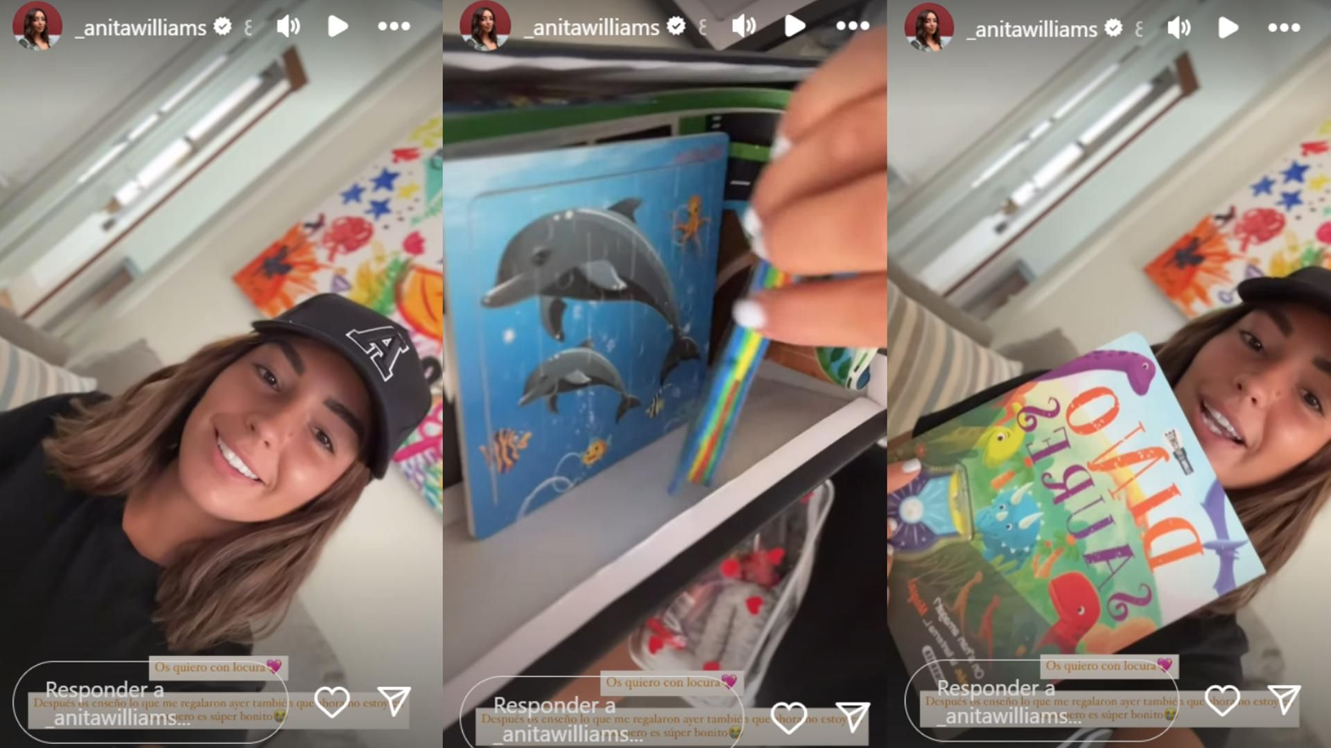 Anita Williams, feliz con los regalos para su hijo