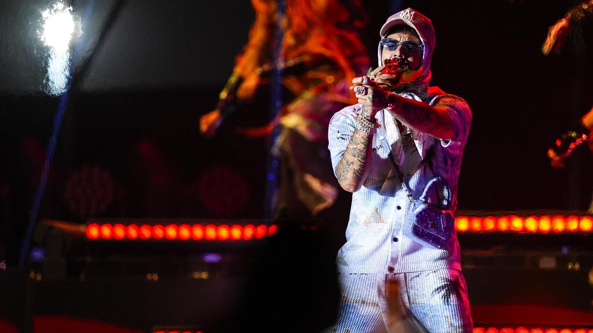 El cantante puertorriqueño, Anuel AA, en el escenario del Puro Latino Fest Sevilla 2024,en foto de recurso