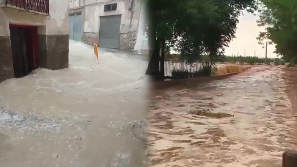 Las intensas lluvias y el granizo provocan inundaciones en varias localidades de Murcia y Albacete