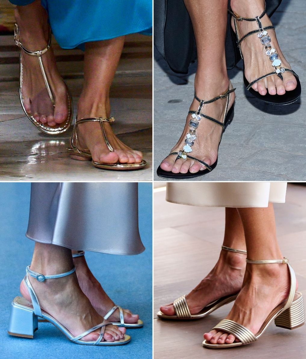 Los tacones, anchos y cómodos. Las sandalias planas, minimalistas y elegantes