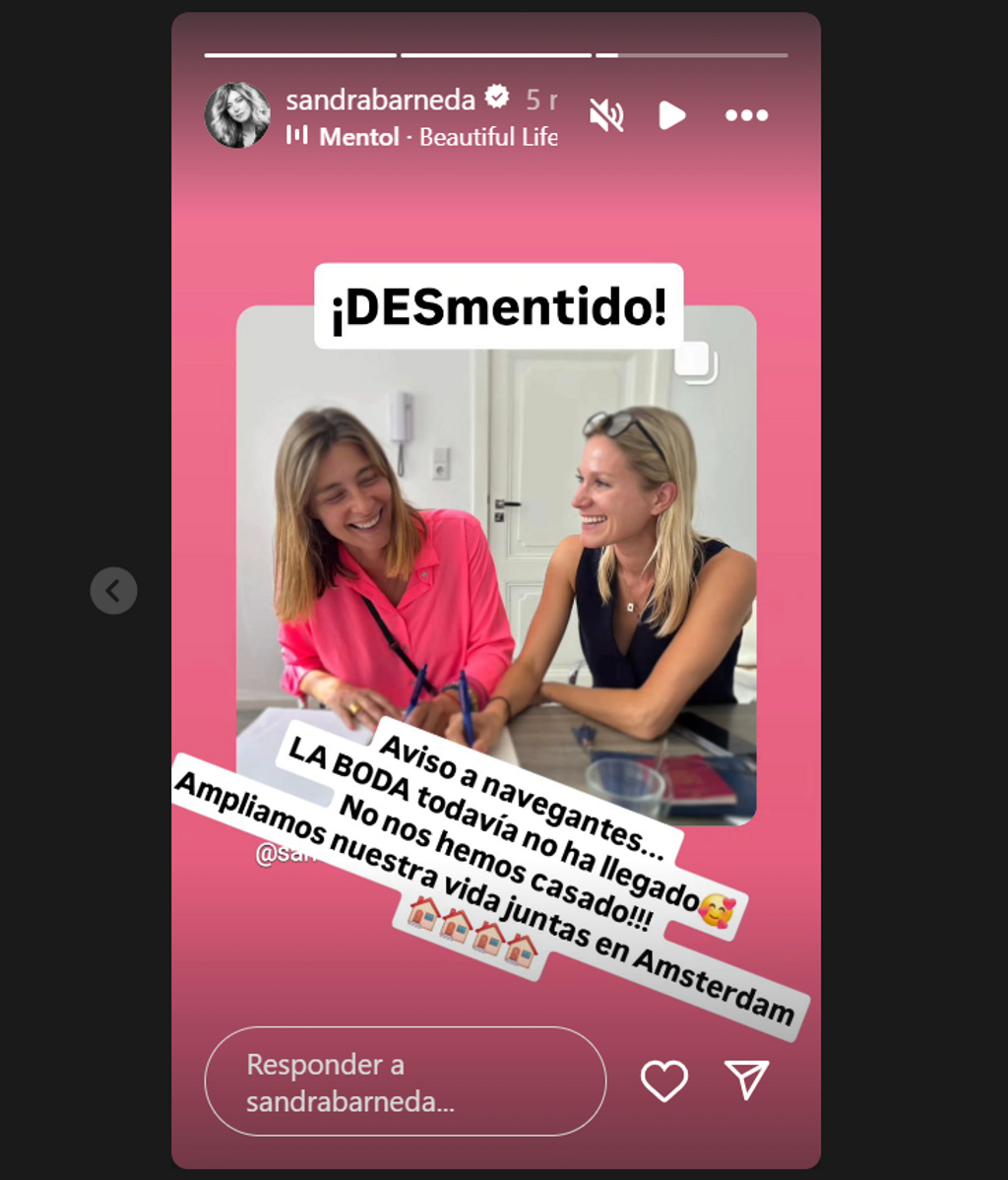 Sandra Barneda aclara si se ha casado