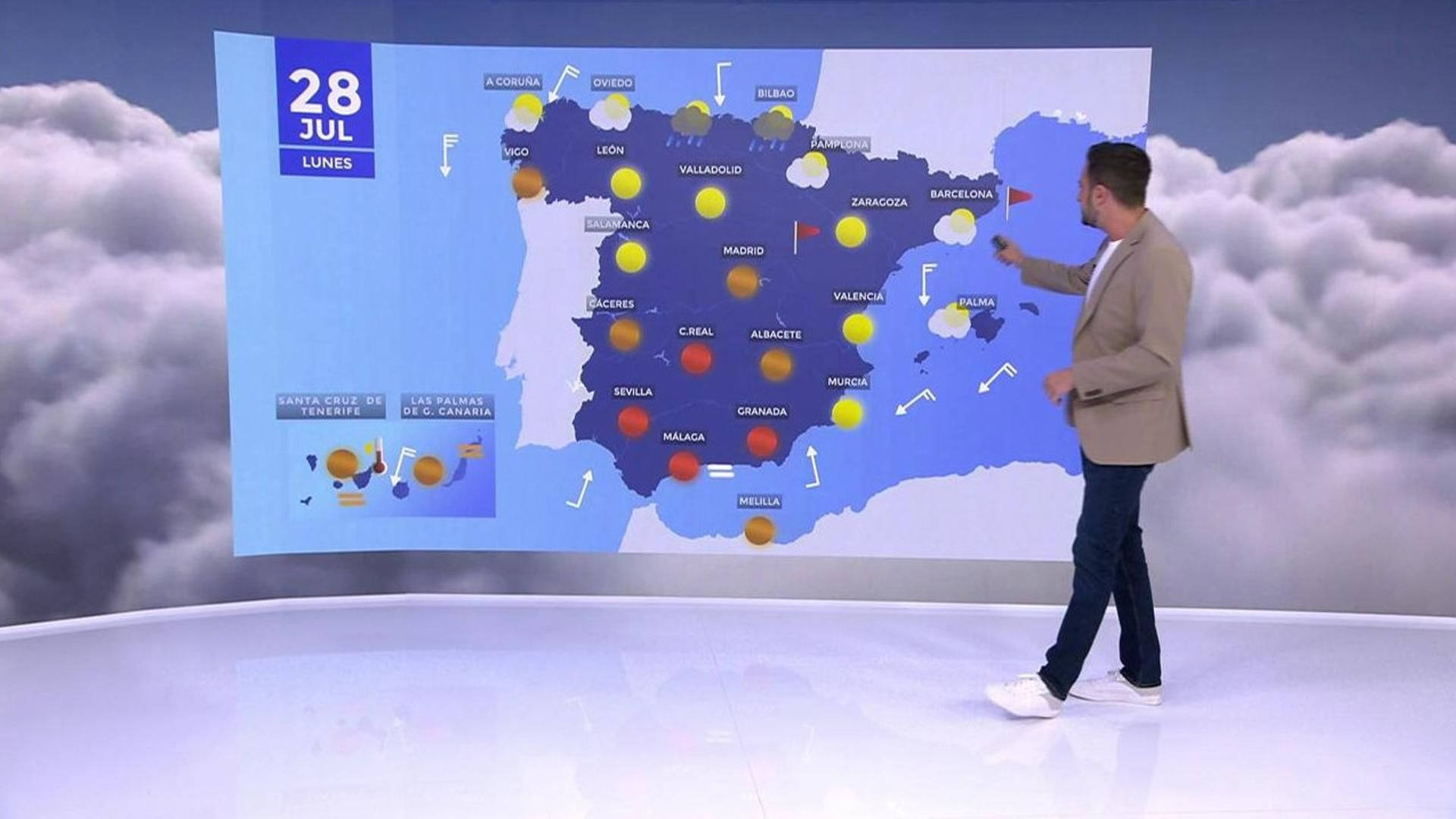 Un total de 16 provincias estarán este lunes en alerta por calor, lluvias, viento y oleaje
