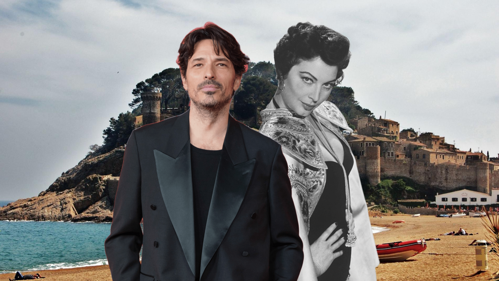 Andrés Velencoso, Ava Gardner, sobre el castillo y el recindo amurallado del pueblo de la Costa Brava
