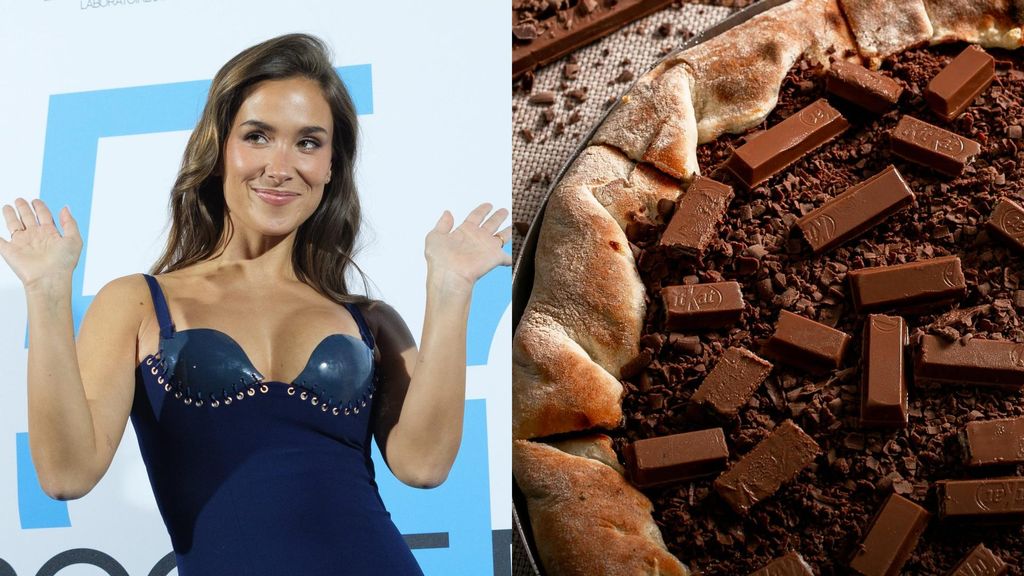 María Pombo y pizza de chocolate, en un montaje de fotos