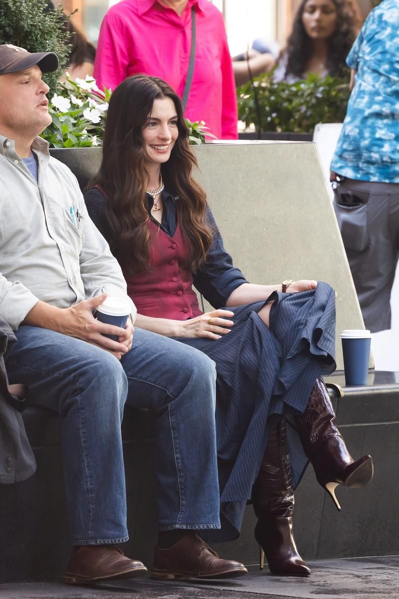 Anne Hathaway, durante el rodaje
