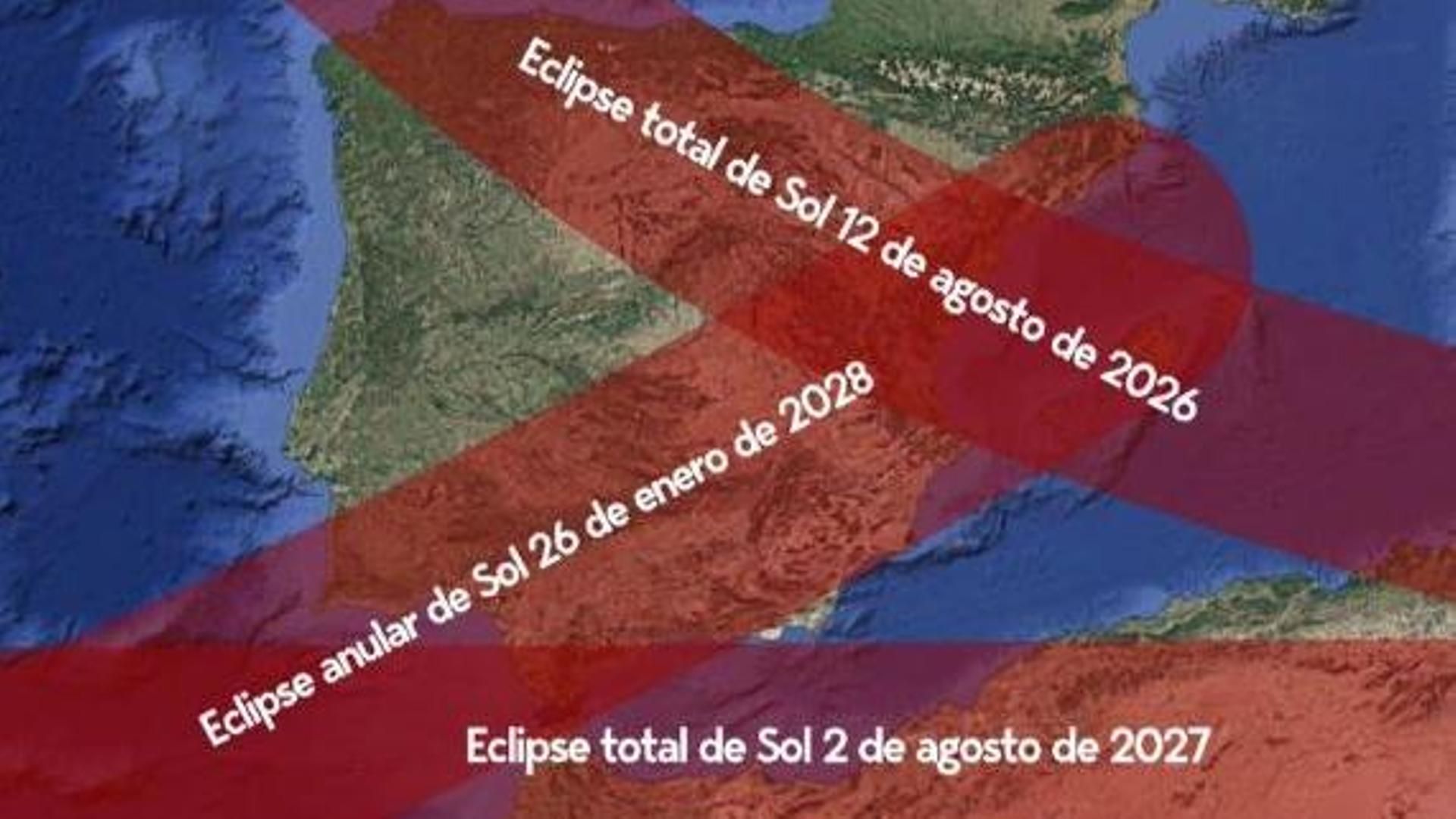 Fechas y recorrido de los eclipses previstos