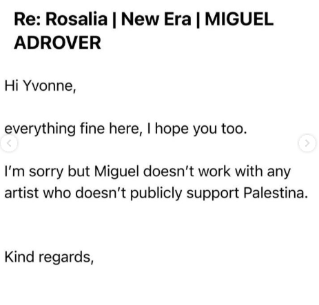 La respuesta del equipo de Miguel Adrover publciado en sus redes sociales