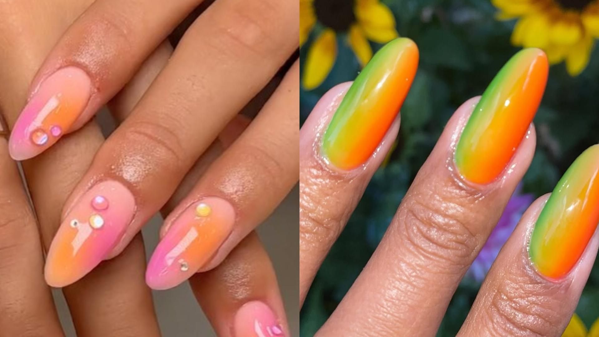 Diseños de uñas sorbete, en un montaje de fotos