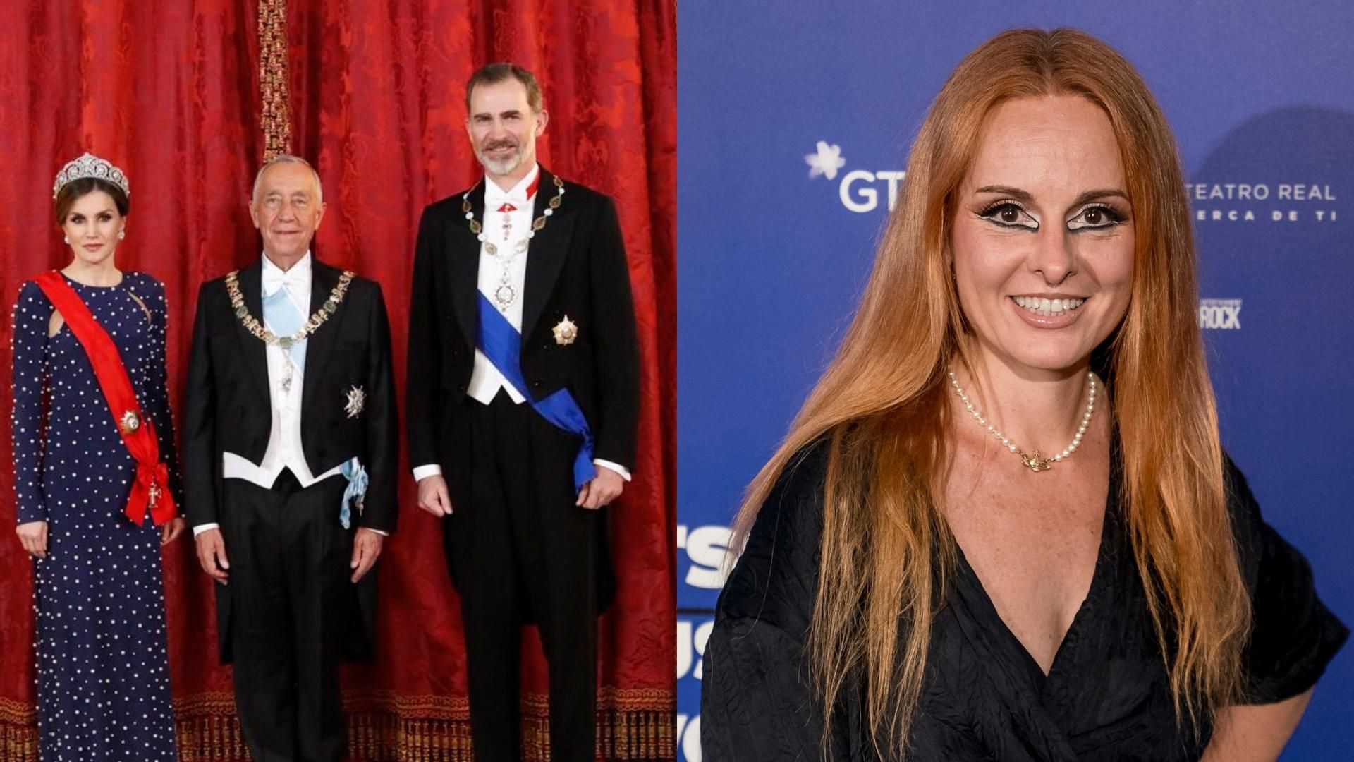 Los reyes, con el presidente de Portugal y Ana Locking, en un montaje de fotos
