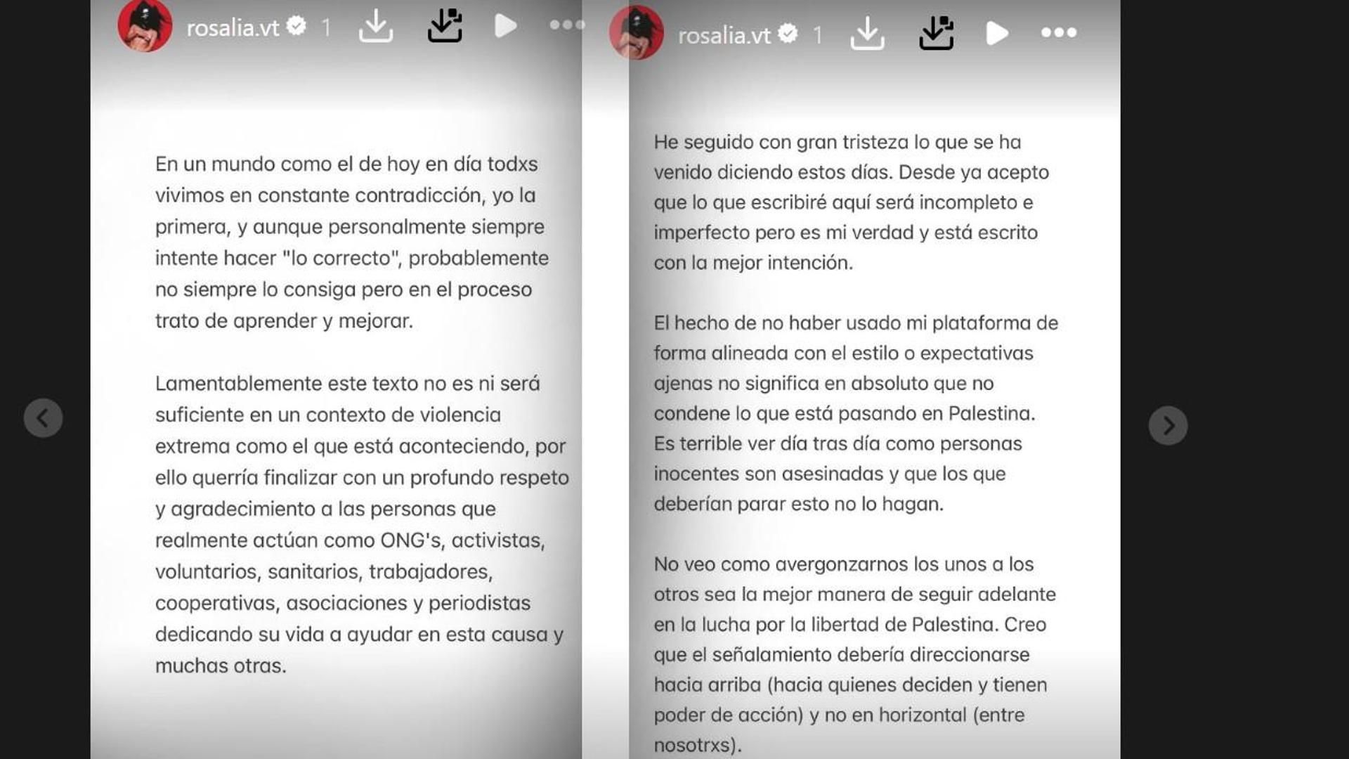 Rosalía sobre las críticas recibidas de Palestina