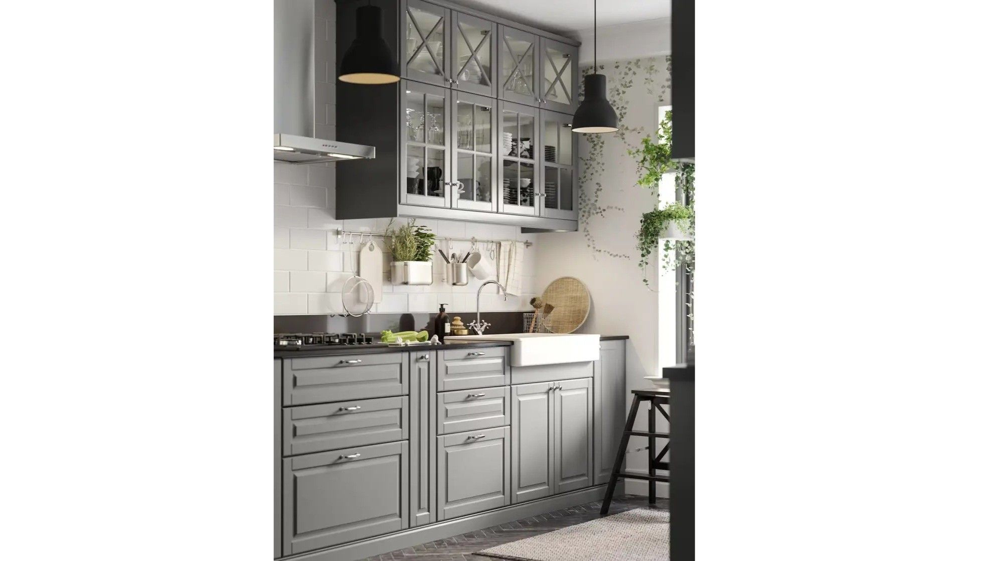 Cocina rústica gris. FUENTE: Ikea
