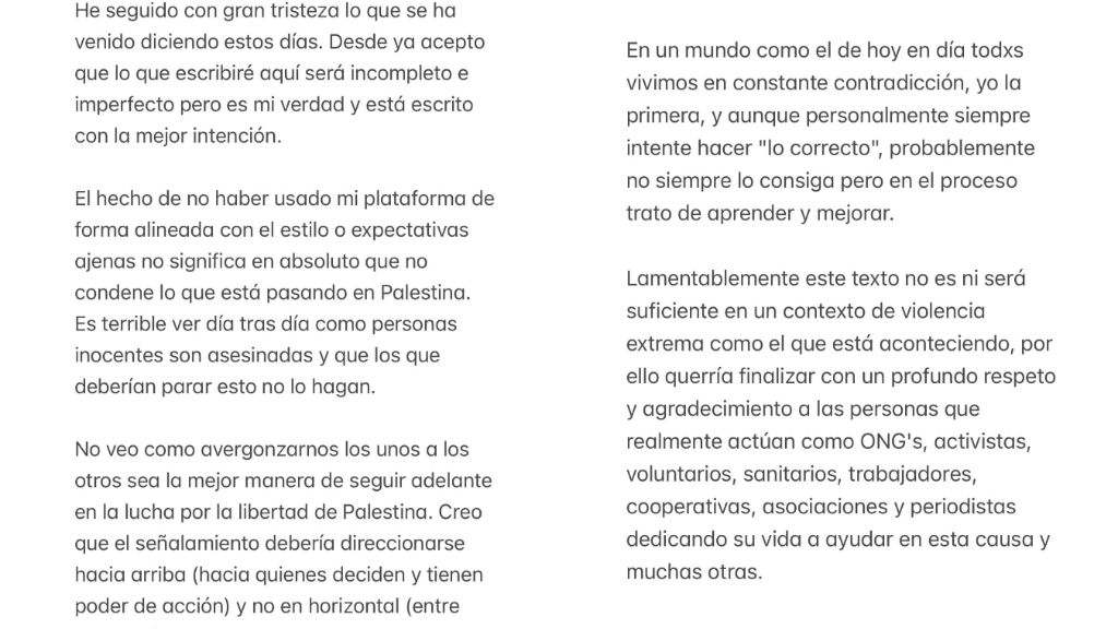 El comunicado de Rosalía