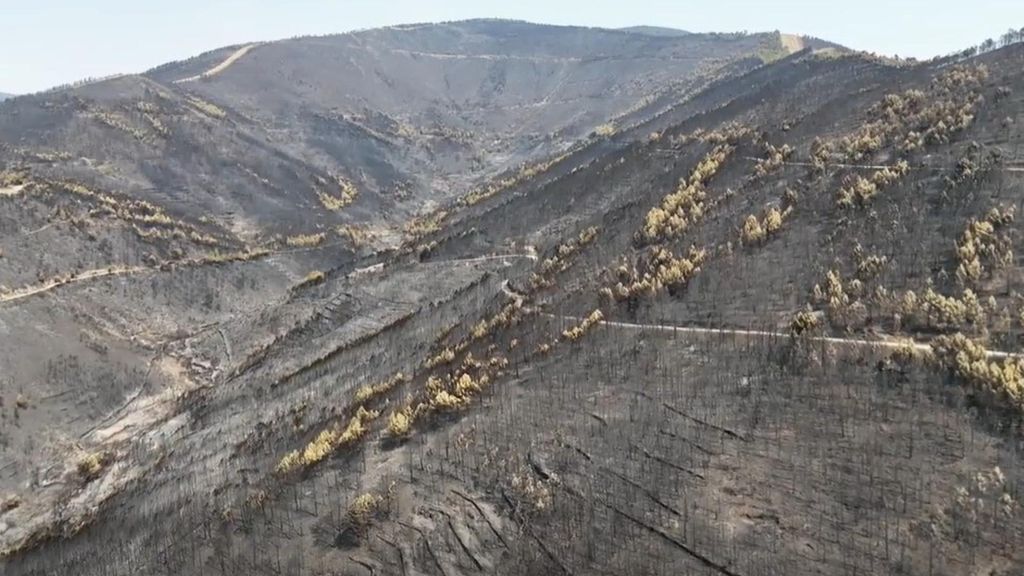 Las imágenes aéreas que deja el incendio de Las Hurdes, en Ávila