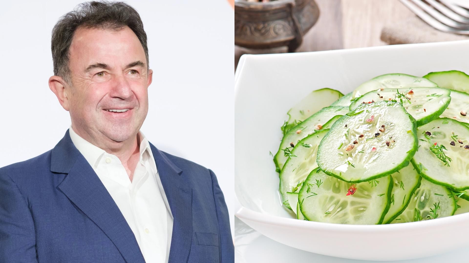 Martín Berasategui y ensalada de pepino, en un montaje de fotos