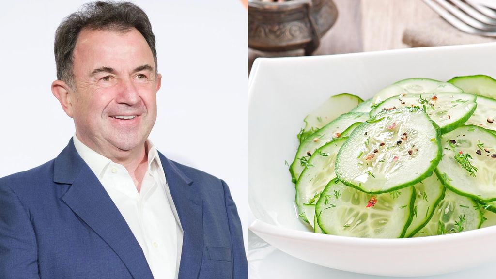 Martín Berasategui y ensalada de pepino, en un montaje de fotos