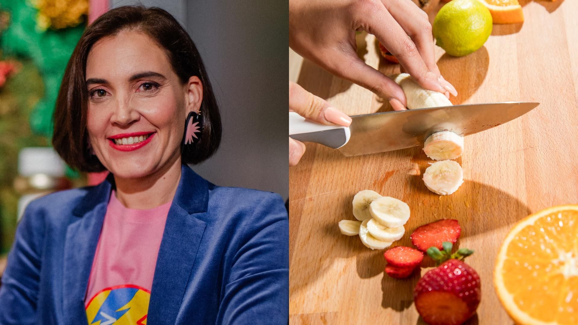 Boticaria García y fruta cortada, en un montaje de fotos