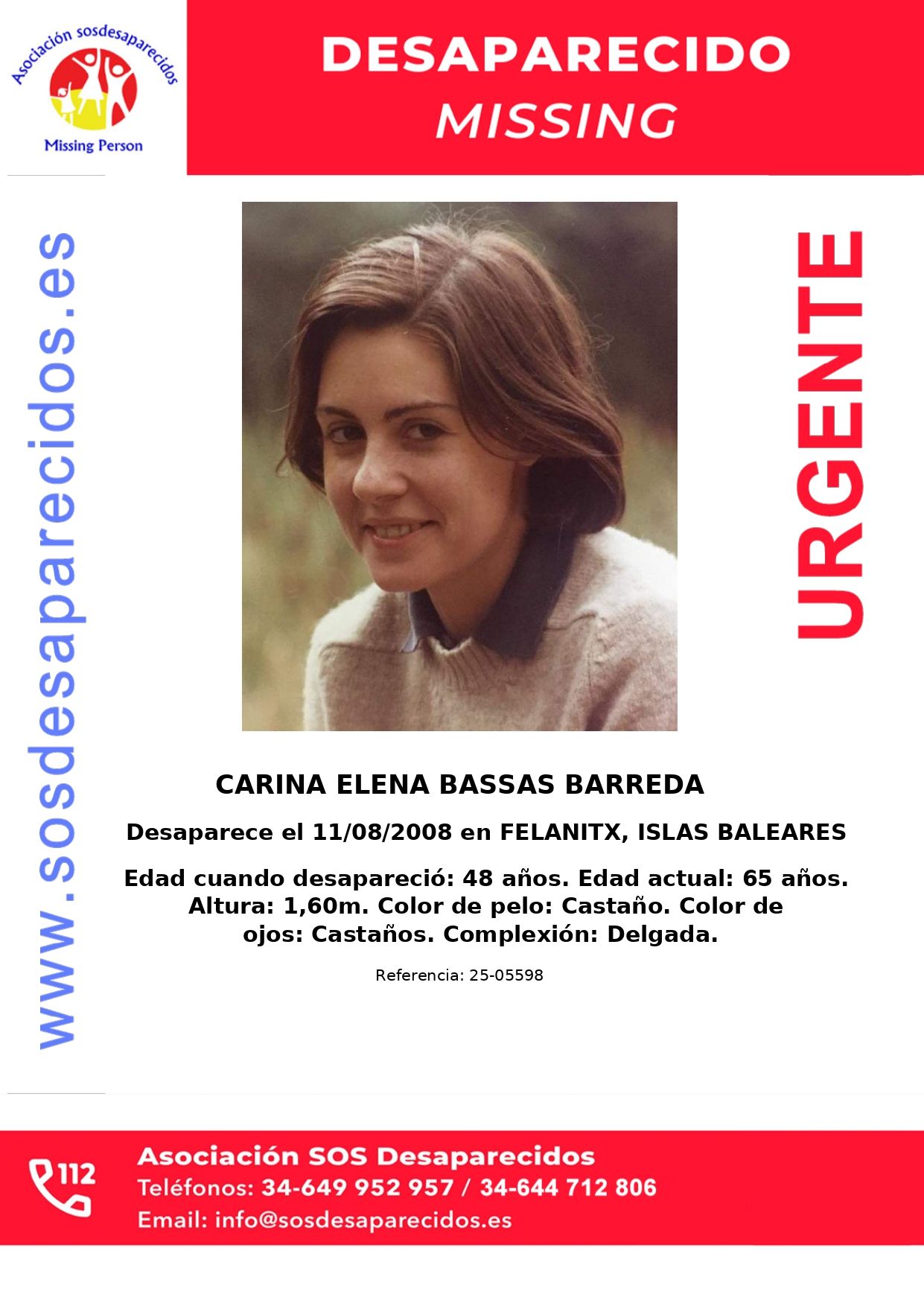 Cartel de la desaparición de Carina Bassas