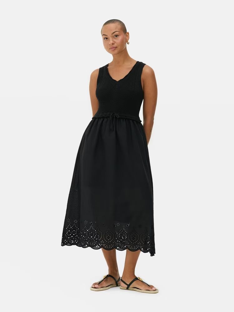 Vestido negro con cuerpo de punto de Primark