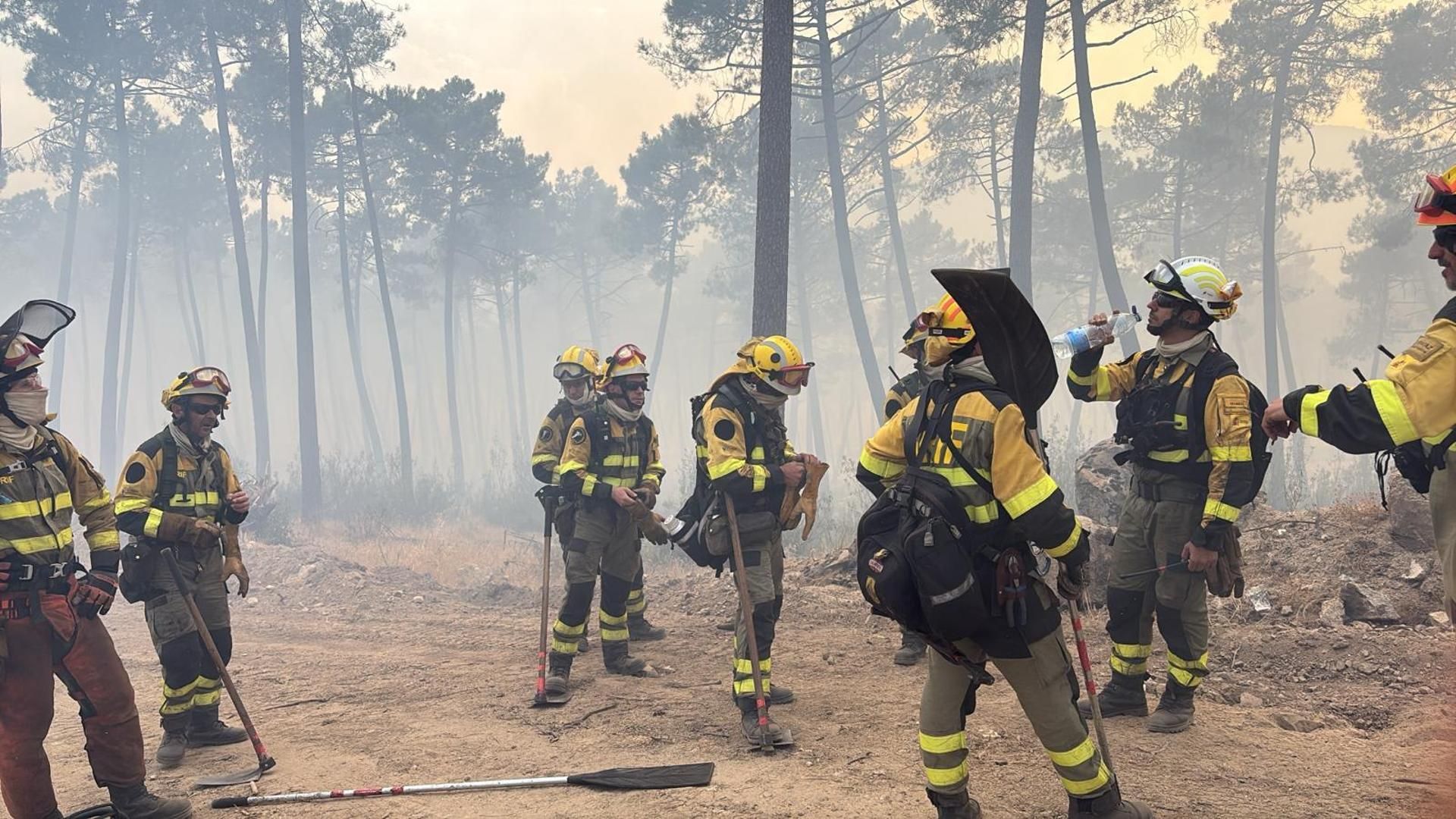 Los bomberos en Ávila: la imagen de la desolación y el cansancio de este verano por el fuego en España