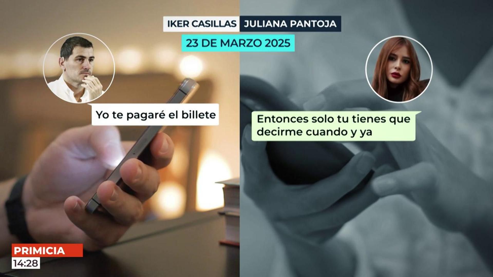 Una imagen de los mensajes entre Casillas y Pantoja.