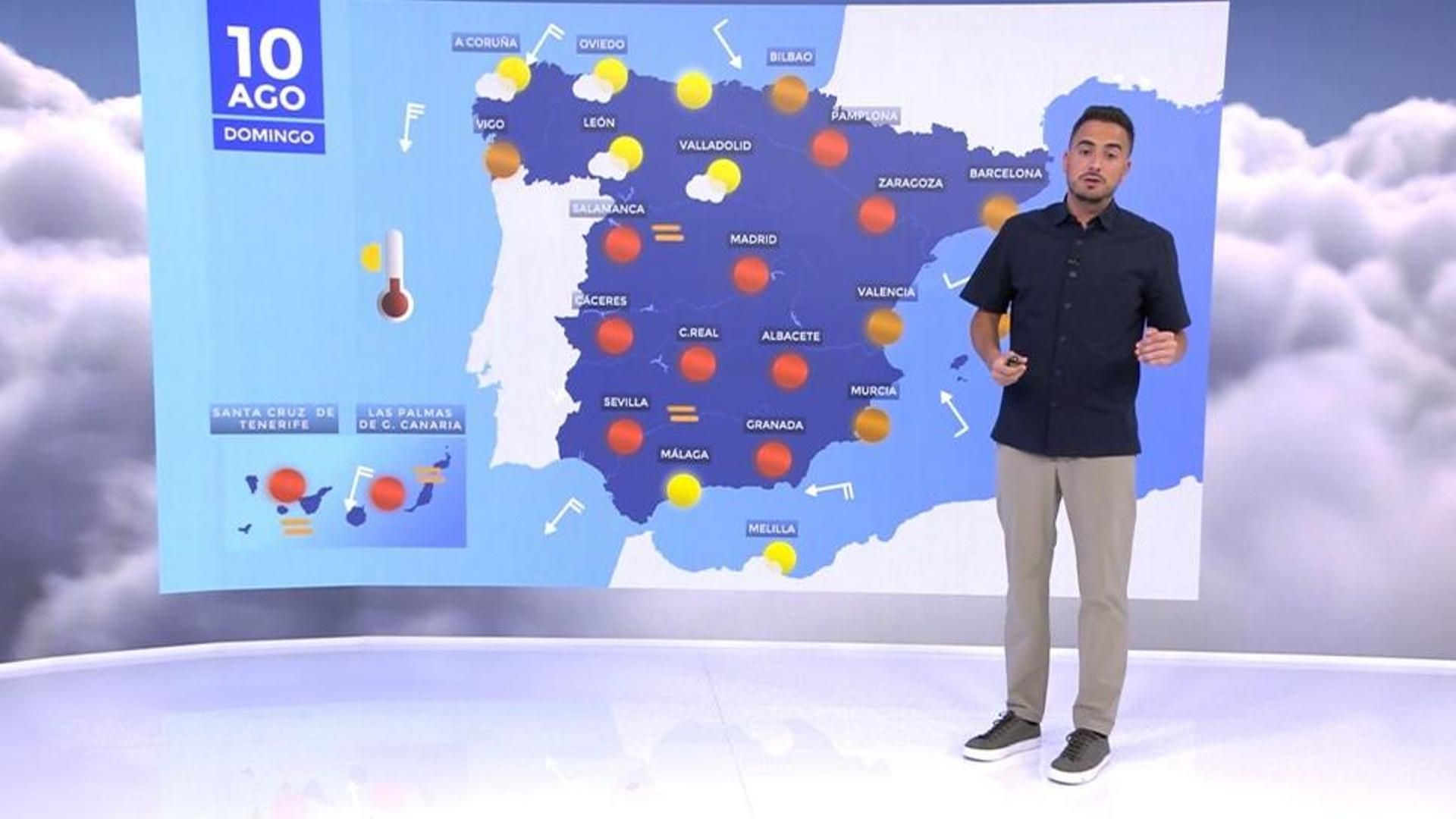 Domingo con temperaturas elevadas en casi todo el país, con ascensos notables en el norte peninsular