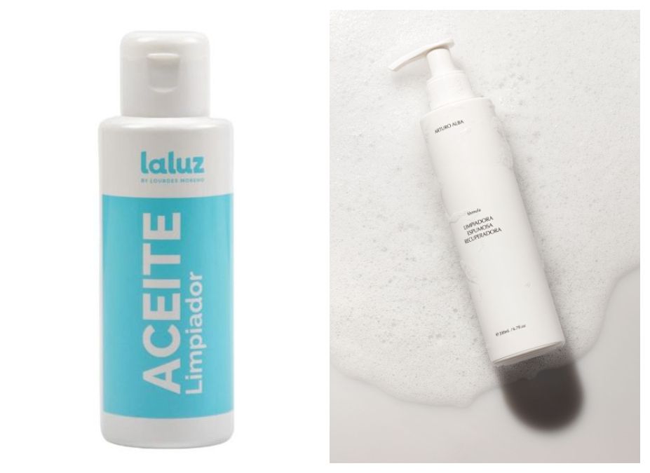 Aceite limpiador de Laluz by Lourdes Moreno (21,99€) y  Limpiadora espumosa recuperadora de Arturo Alba (29 €)
