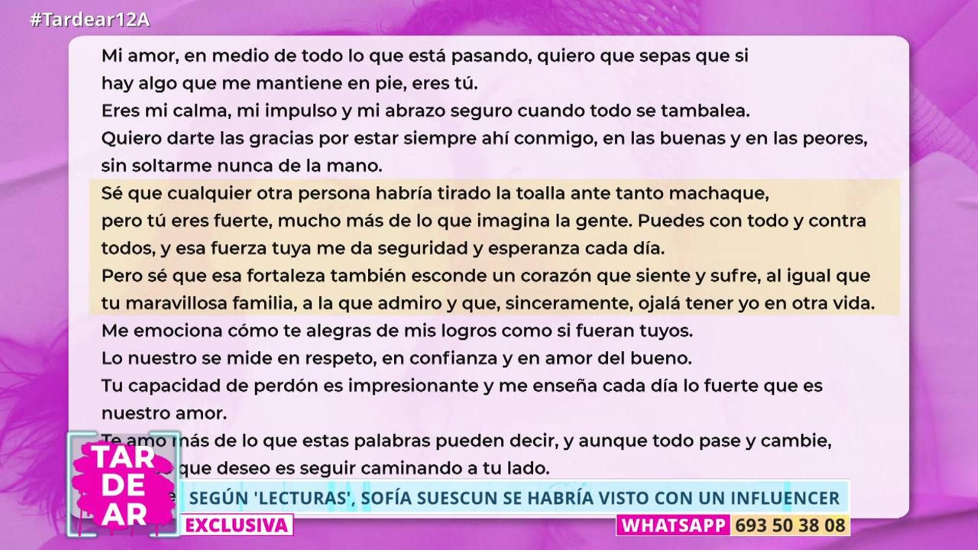 El mensaje de Sofía Suescun a Kiko Jiménez pidiéndole disculpas: ¿Se adelantó a los rumores de ruptura?