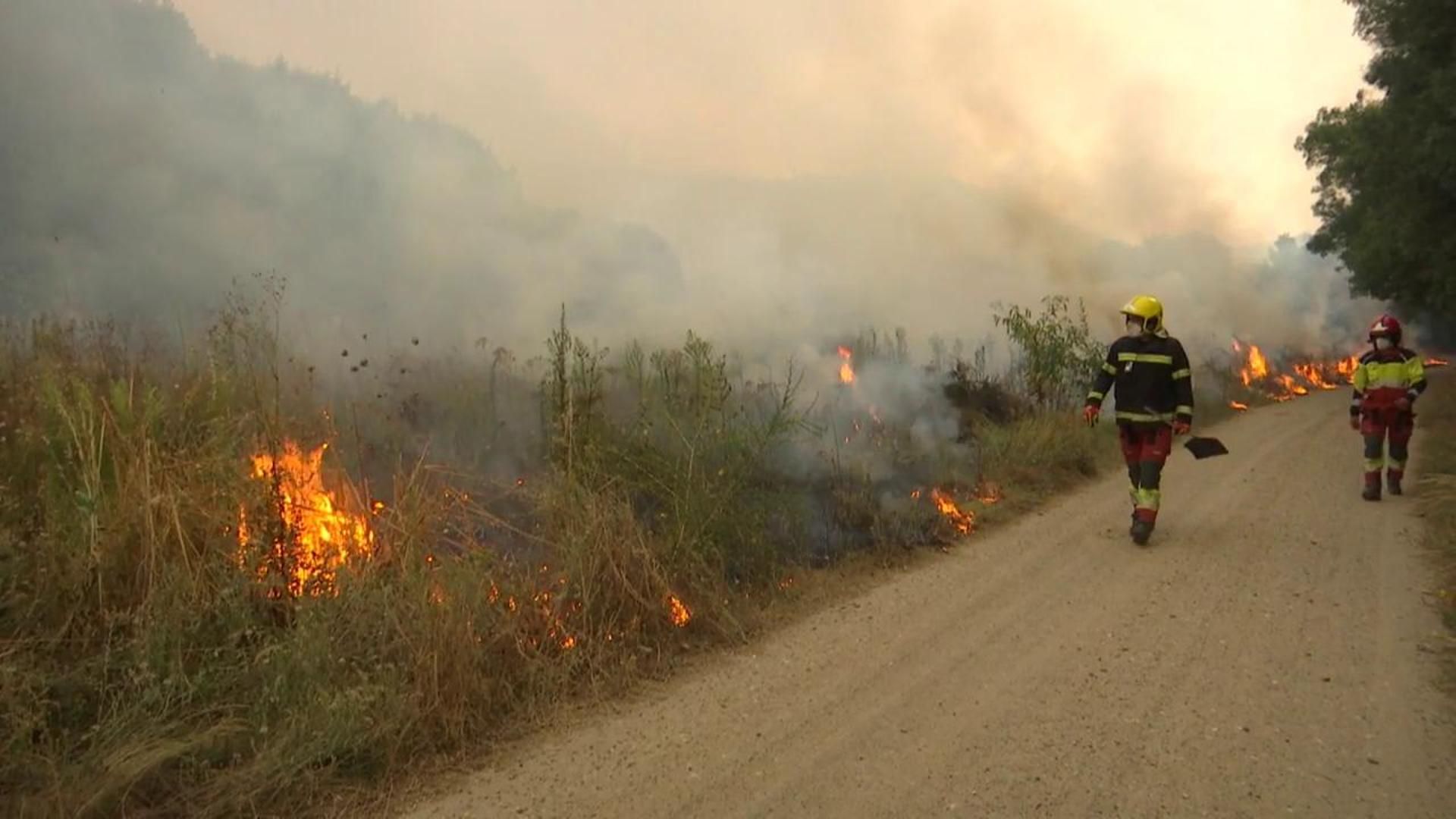 Tres bomberos permanecen ingresados en la UCI tras trabajar en el incendio de Oímbra, Ourense