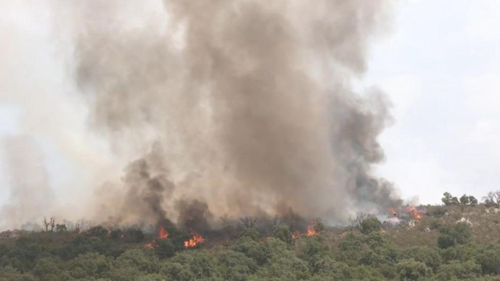 Las llamas en el frente de Jarilla avanzan hacia Plasencia