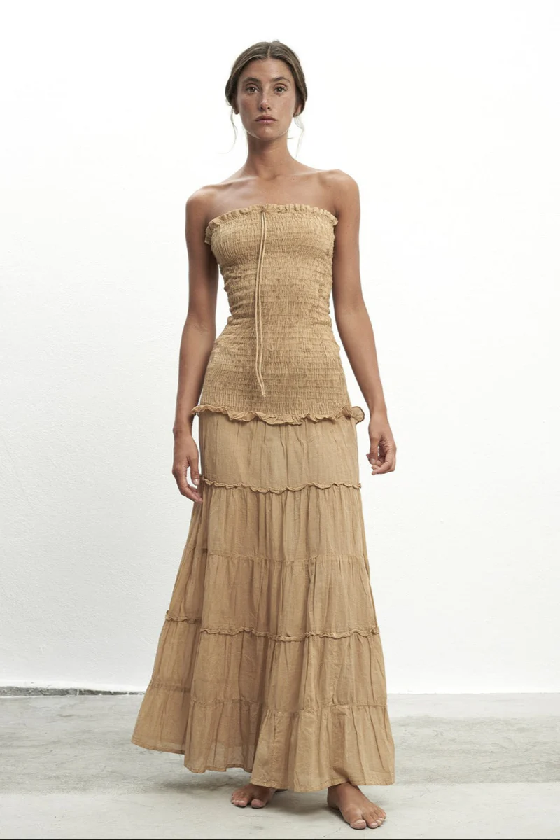 Vestido con detalle de nido de abeja de Par y Escala