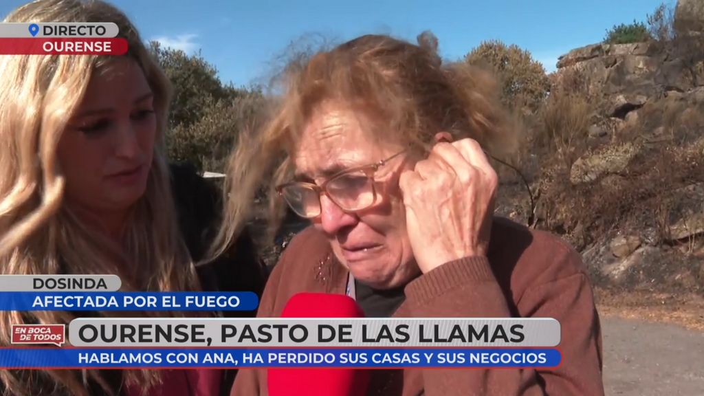 Dosinda, una vecina de Ourense, tras perder su ganadería por el fuego: "Tenía ovejas, cabras... Es el fin del mundo"
