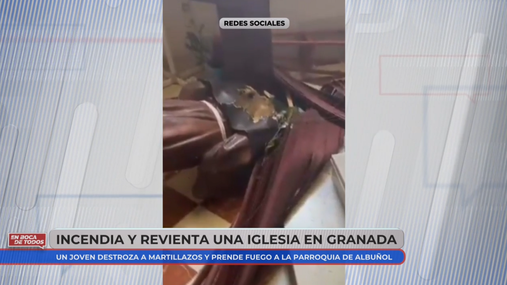 El santo del pueblo destrozado tras el ataque