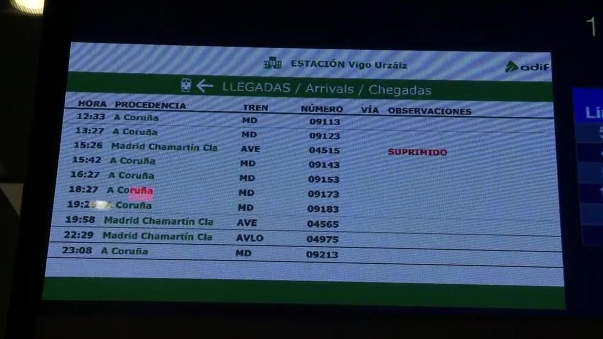 Quinto día consecutivo sin AVE a Galicia por los incendios en la provincia de Ourense Quinto día consecutivo sin AVE a Galicia por los incendios en la provincia de Ourense