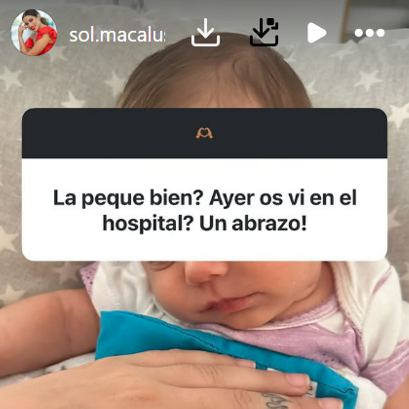 Sol Macaluso ha contado el motivo por el que ha ido al hospital con su hija Bella