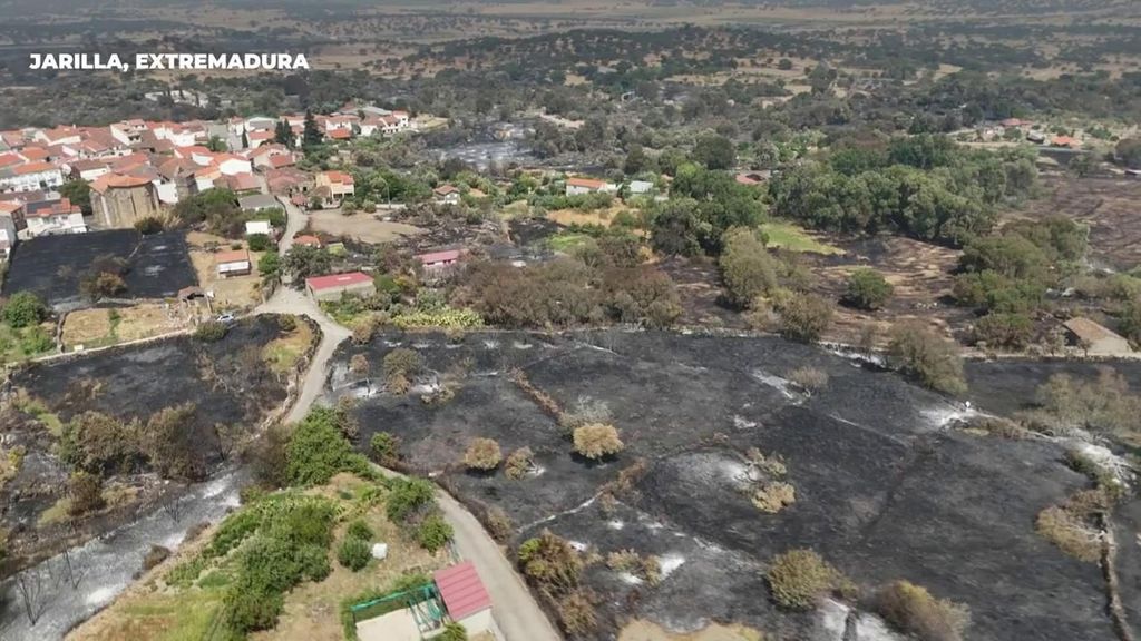 La devastación en Jarilla, Cáceres, a vista de dron